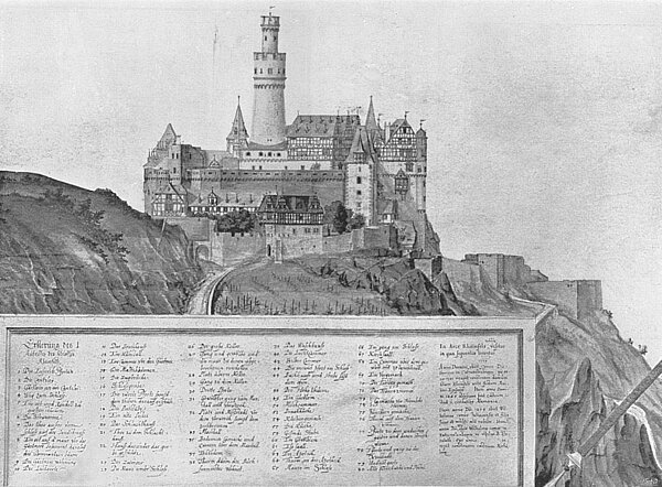 Frontansicht der Rheinfels mit Legende